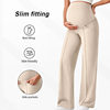 European and American Maternity Pants for Autumn and Winter, Outerwear Long Pants, Belly Support, Non-Tightening, Wide-Leg, High-Waisted, High-Elastic, Breathable Maternity Straight-Leg Pants