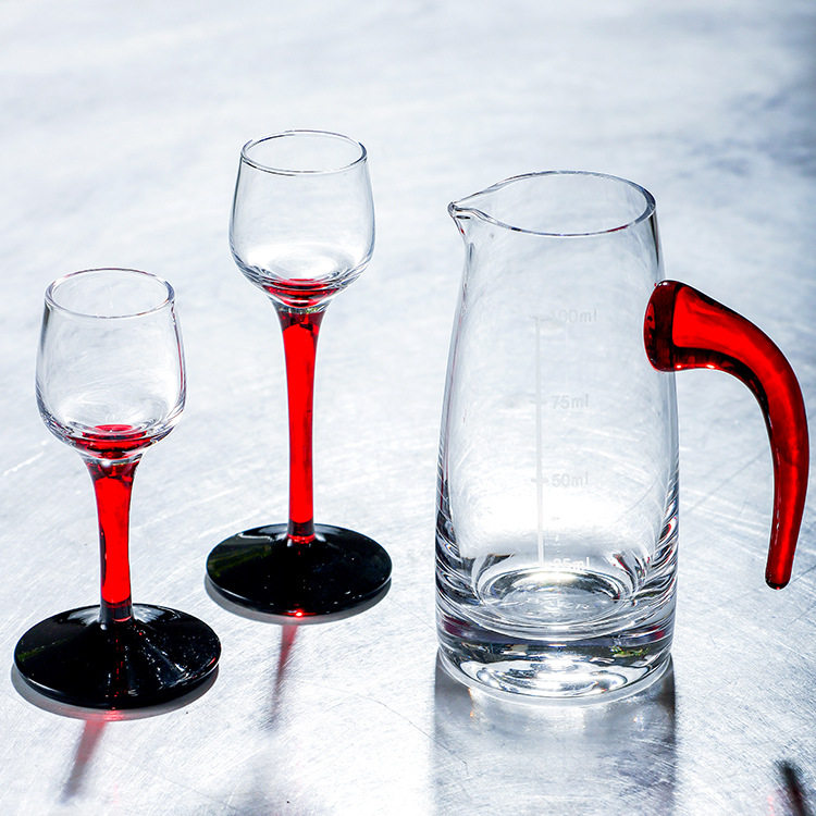 New red and black white wine glass household suit 100ml wine separator crystal glass seven-word handle pouring wine pot