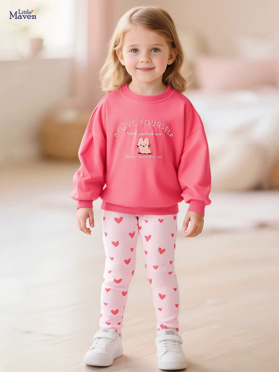 Girls' Hoodie Set, Cute Girls' Children's Clothing, Autumn Long-sleeve Cartoon Kids' Outfit