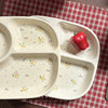 Ins-Style Floral Three-Compartment Plate, Cute Ceramic Breakfast Plate, Weight Loss Plate, Household Cup, Girls and Children's Divided Plate