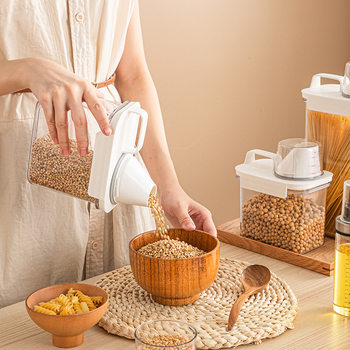 High Quality Moisture-Proof Rice Bucket Kitchen Transparent Grain Sealed Tank Plastic Rice Dry Goods Storage Tank Grain Bucket