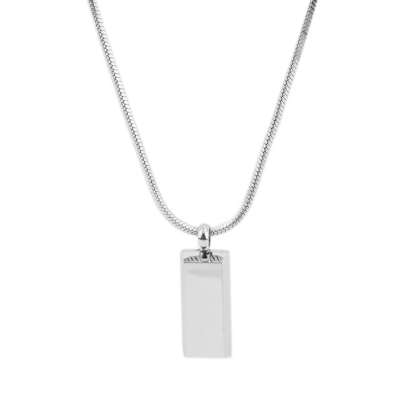 Small wholesale explosive titanium steel necklace small silver brick pendant necklace neutral style exquisite snake chain clavicle necklace