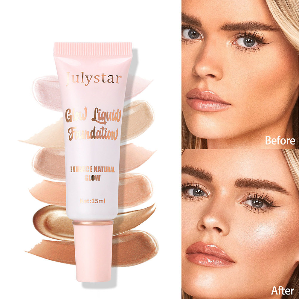 Julystar Facial Concealer Explosive High-gloss Pearlescent Foundation Liquid Natural Lasting Brightening Moisturizing Foundation Wholesale