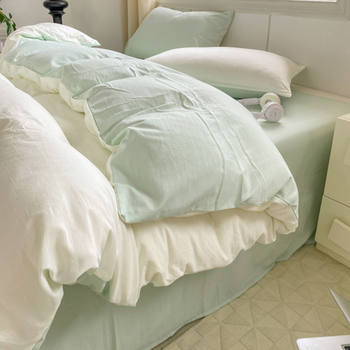 Class a 100 yunduo cotton solid color bed four-piece set for all seasons student dormitory three-piece single quilt cover