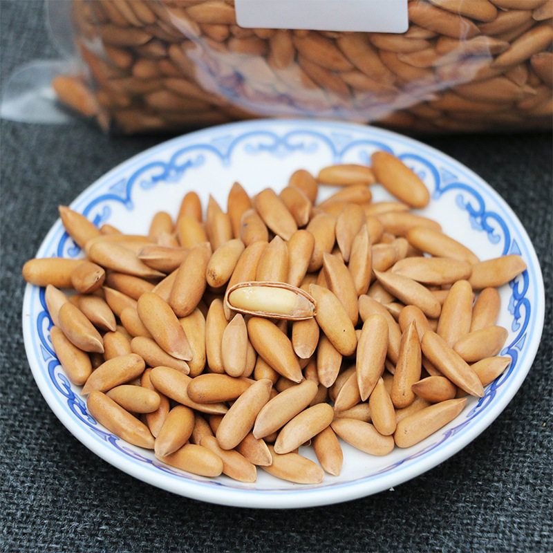 2025 New Original Thin-Shell Long Pine Nuts Hand-Peeled Pine Nuts 500g Simple Package Net Content Nut Snacks Roasted Seeds