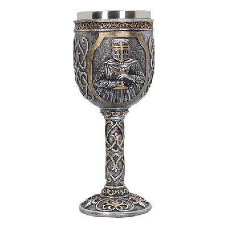 Knight Stainless Steel Goblet Vintage Beer Mug Whiskey Mug Creative Embossed Resin Decorations Personalized Mug