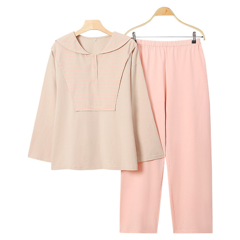 Autumn and Winter new women's pajamas 5a antibacterial confinement clothing nursing clothing long sleeve pull frame plus size loose homewear suit