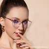 Cross-Border Retro Butterfly Frame Color-Changing Flat Glasses Anti-Blue Light Glasses Frame Personalized Metal Cat Glasses Frame for Women Simple