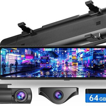 11inch Panoramic Hd Night Vision 4K + 2.5K New Streaming Rearview Mirror Dual Pull-Out Gps Driving Recorder