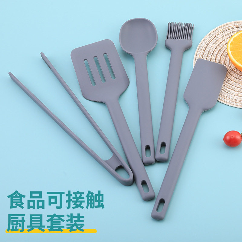 All-In-One Silicone Spatula with Handle, Non-Stick Cooking Spatula, Frying Spatula, Kitchen Cooking Tool Set, Korean Style