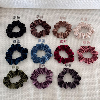 French-Style Velvet Delicate Scrunchie for Women, Autumn and Winter Bun Hair Tie, High Elasticity, Non-Damaging Hair Accessory