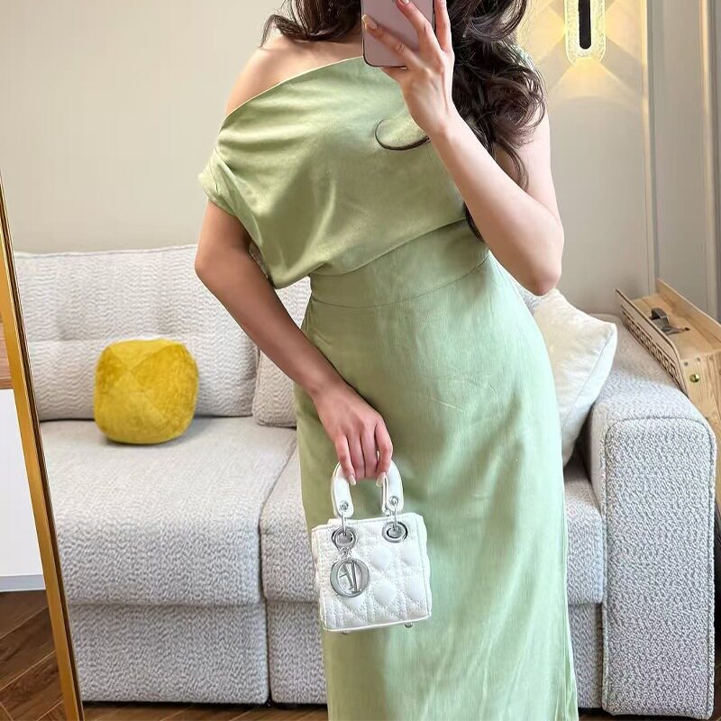 Summer Womens Dress Elegant Solid Color French Maxi Dress Lightweight Luxury Style for Casual Occasions Wholesale