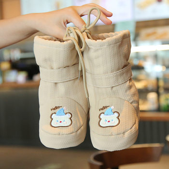 Cross-Border Wholesale Baby Autumn and Winter Warm Cotton Shoes Fleece-Lined Thick High Snow Boots 0-6-15 Months Non-Slip Soft Sole