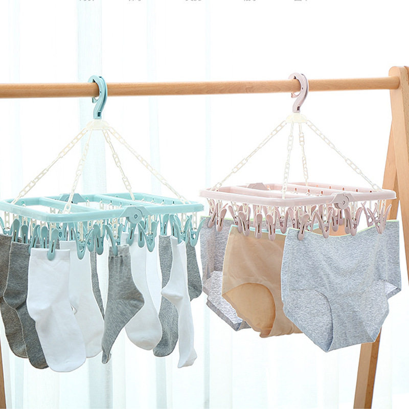 32 Clip Clothes Hanger Plastic Multifunctional Clothes Hanger Multi-Head Drying Rack Intimates Intimates Socks Drying Clip Clothes Hanger Wholesale