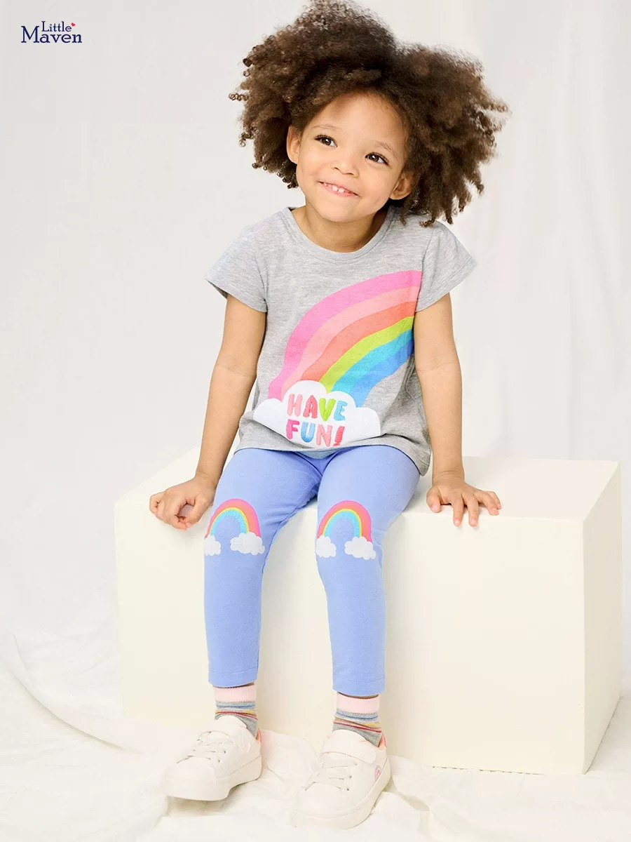 Girls' Cute Summer Rainbow Two-Piece Set, Kids' Wear Wholesale