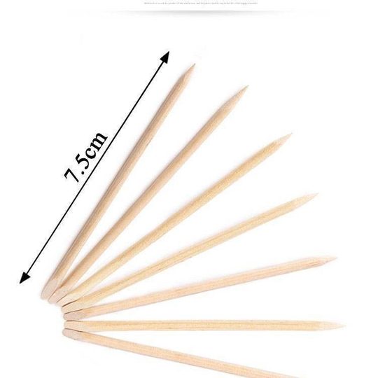Nail Polish Remover Stick, Short Orange Nail Polish, Multi-Functional Double-Ended Beauty Wear, Embossed Push Dead Skin Pick, Wooden Pick