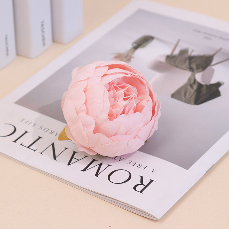 仿真花头苞心牡丹花朵礼盒装饰花墙制作跨境绢花婚庆背景软装假花