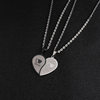 Peach heart love couple stitching necklace a pair of stainless steel pendant Korean style men's student pendant clavicle chain accessories