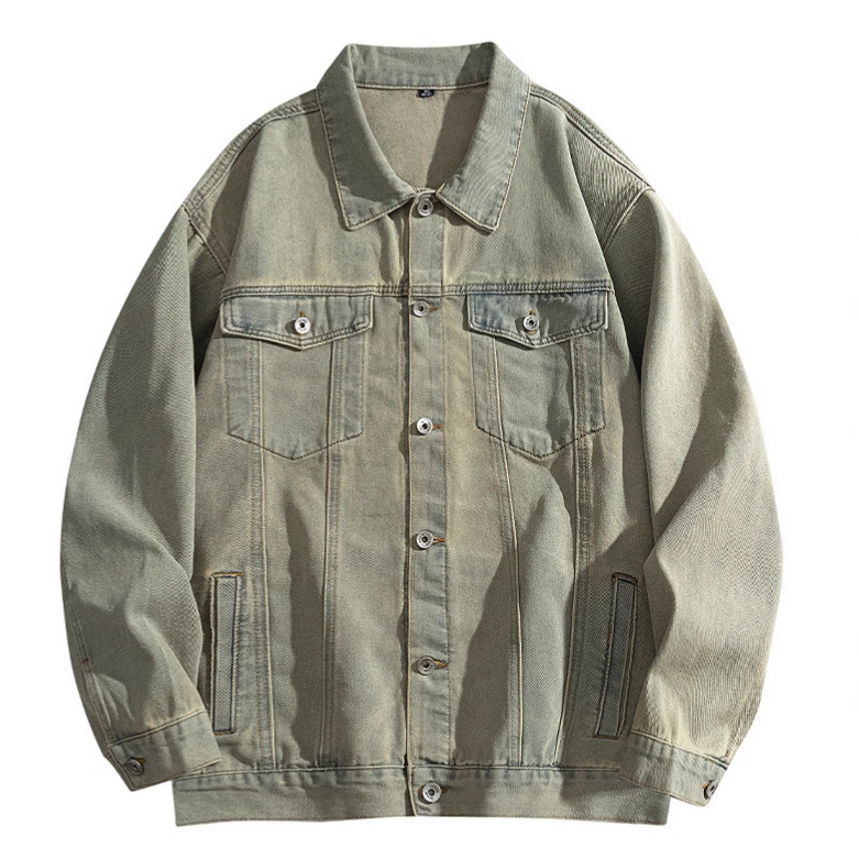 Áo Khoác Nam Chất Liệu Jean Bò Dài Tay Kín Cổ Hàng Mùa Xuân Thu Đông