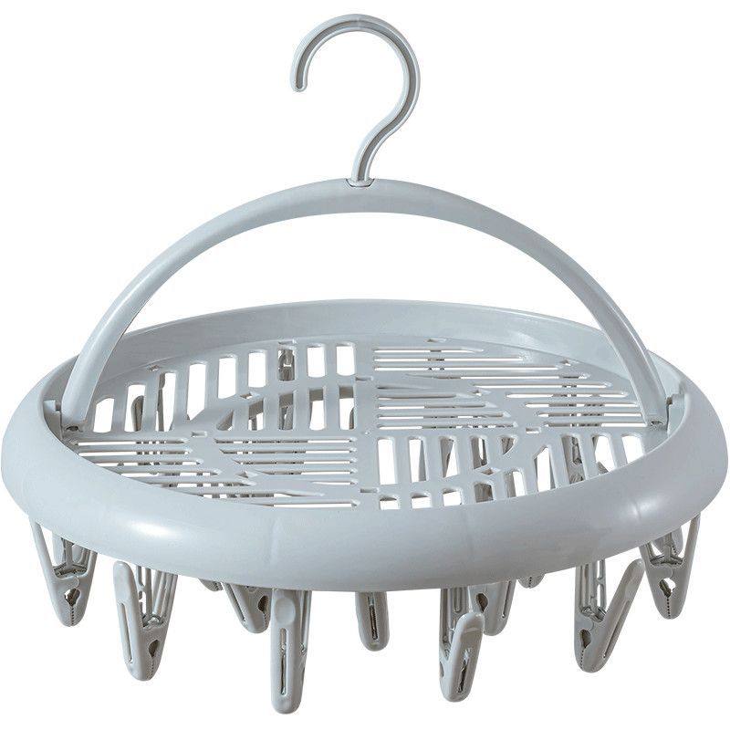 Multifunctional Clothes Drying Rack with Multiple Clips for Drying Socks, Balcony Round Disc Folding Underwear Organizer, Multi-Purpose Household Multi-Head Clothes Hanger