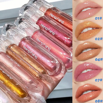 Full English Cross-Bead Shimmer Lip Gloss Transparent Water Gloss Lip Gloss Moisturizing Glass Lip Mirror Lip Glaze Export