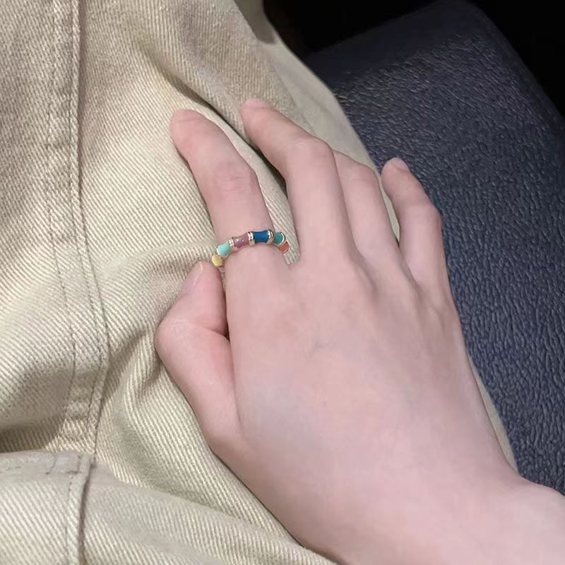 Dopamine Ring for Women, Unique Design with a High-End Feel, 2026 New Popular Model, Decorative Enamel Rainbow Index Finger Ring