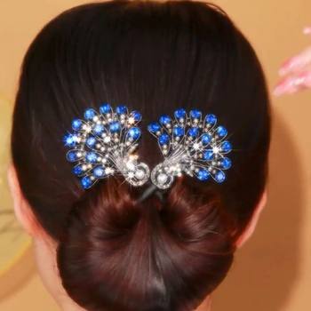 High-end Retro Peacock Hairpin Women's Back Head Flower Bract Curler Lazy People's Ball Head Twist Clip Headwear