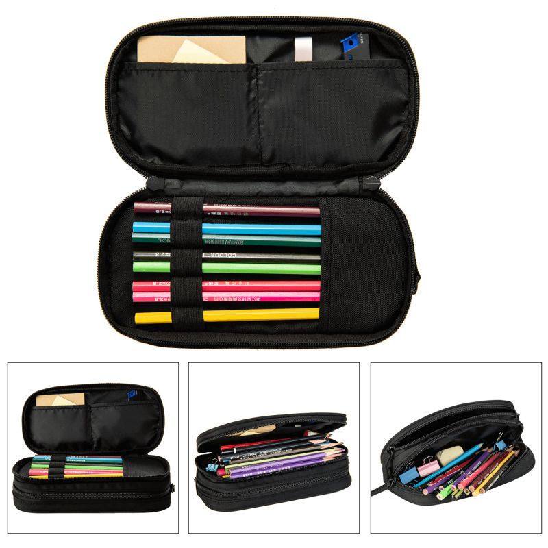 DIY Black Pencil Case Double Layer Multifunctional Pencil Case Student Kidsren Large Capacity Stationery Manufacturer Supply