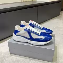 Putian European Foreign Trade Americas Cup Prada High-End Men's Shoes Shiny Leather Mesh Sports Casual Trendy Shoes