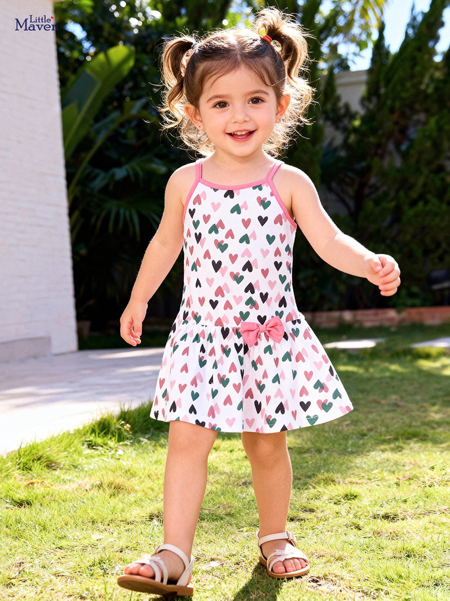 Gaun selempang anak perempuan musim panas, gaun anak gaya, gaun bayi lucu