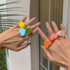 Fashionable and Simple Candy-Colored Peach Heart-Shaped Ring European and American Cross-Border Holiday Style Resin Geometric Ring Bracelet for Women