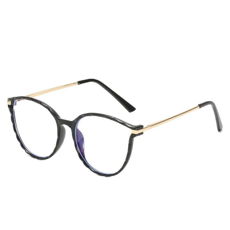TR Glasses Anti-blue Glasses Metal Frame Wave Pattern Large Square Frame Fashionable Flat Glasses Student Myopia Glasses