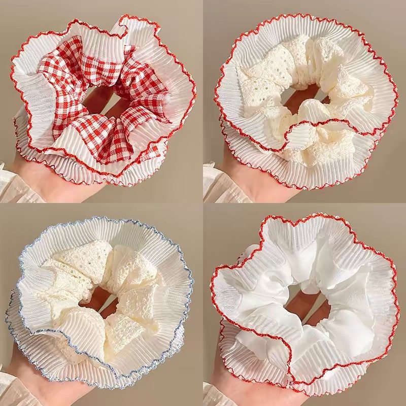 Spring and summer sweet lace large intestine hair ring 2025 new elegant high-end feeling large ball hair rope hair accessories