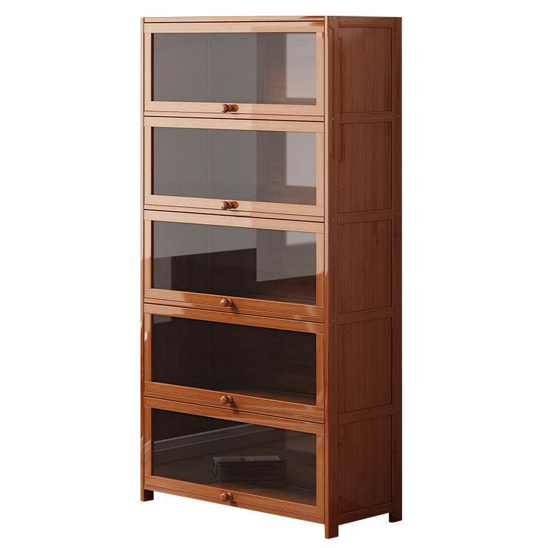 落地书架置物架客厅简易柜子储物柜多层家用美式轻奢带门防尘书柜