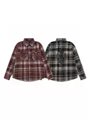 Heavyweight American Retro Plaid 26Ss Classic Style Trendy Brand Logo Shirt Jacket for Men, Stylish and Casual for Autumn and Winter