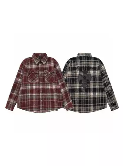 Heavyweight American Retro Plaid 26Ss Classic Style Trendy Brand Logo Shirt Jacket for Men, Stylish and Casual for Autumn and Winter