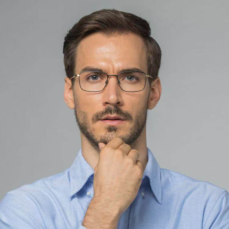 Ultra-Light Pure Titanium Myopia Glasses Lex Business Ultra-Light Silver Wire Frame Titanium Frame Retro Square Frame Glasses Frame for Men