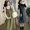 Maternity Wear Winter Dress 2025 New Autumn and Winter Fashion Suit High-End Outfit Suspender Skirt Two-Piece Set