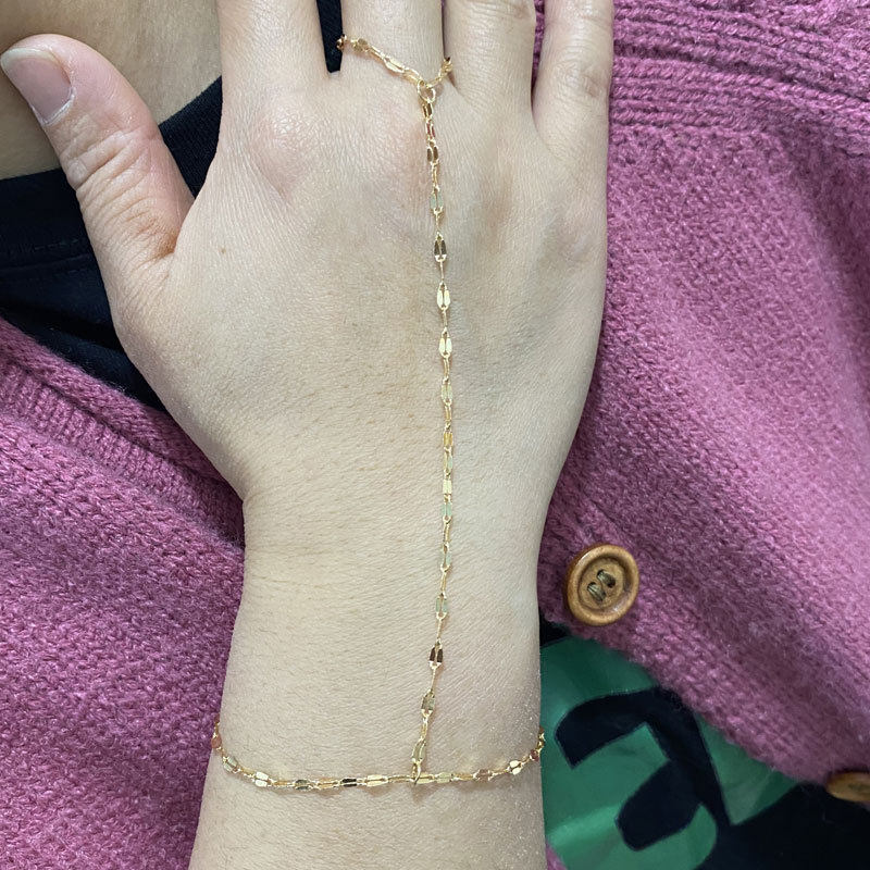 Cross-border hot-selling metal ball bracelet women's simple ins cold wind imitation pearl slave chain with finger jewelry wholesale