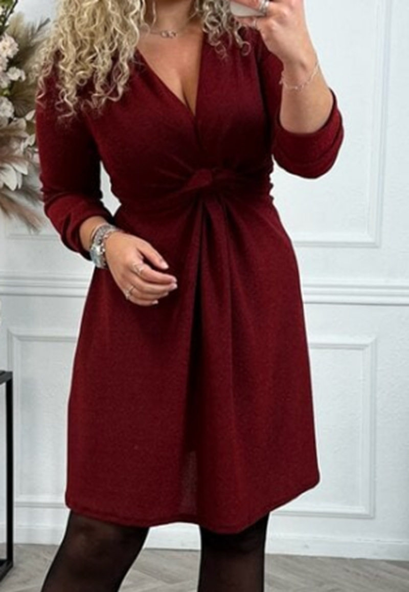 V Neck Long Sleeve Bodycon Dress Sexy Fit Autumn Winter Style Perfect for Parties and Events Wholesale Available