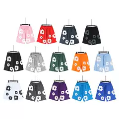 2025 Spring/Summer/Autumn Trendy Versatile Cotton Flower Foam Print Fashionable Loose Fit Unisex Shorts