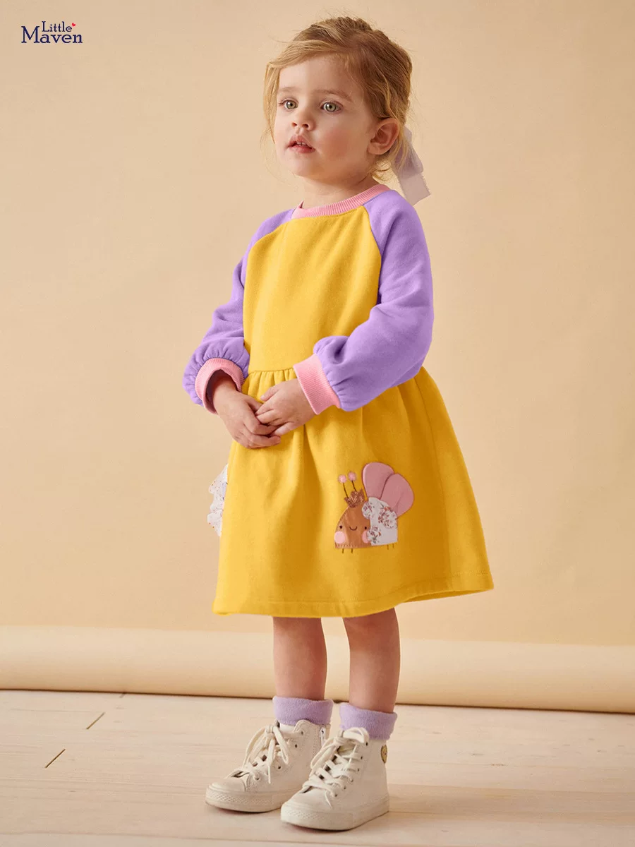 Source Factory Kids' Clothing Wholesale, Autumn Cartoon Girls' Dress, Kids' Dress