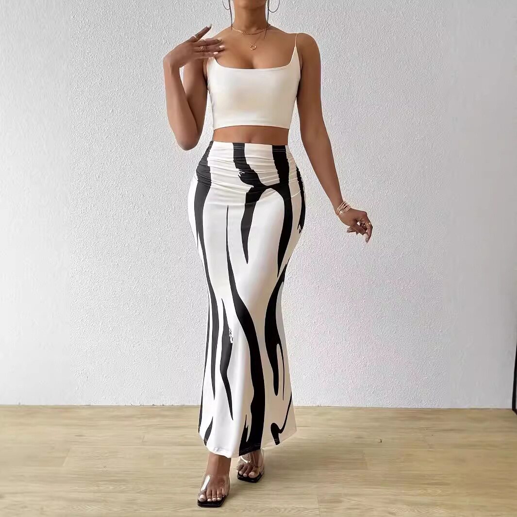 High Waisted Pencil Skirt Slimming Zebra Print Fishtail Design Comfortable Fit Perfect for Parties and Events
