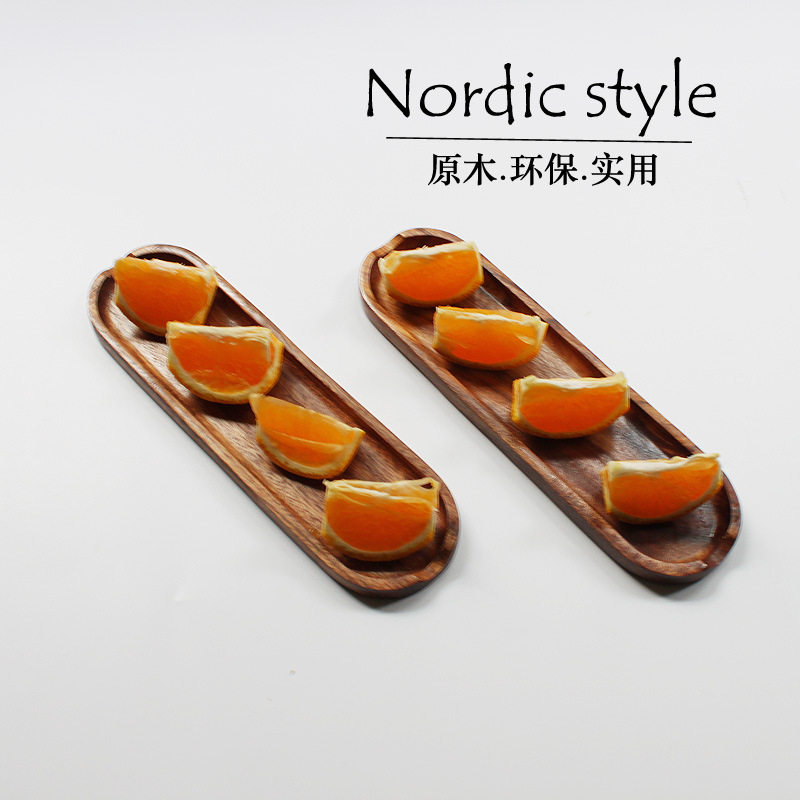 Teak rectangular wooden plate small leaf Acacia fruit plate snack plate wooden tray sushi plate spoon holder