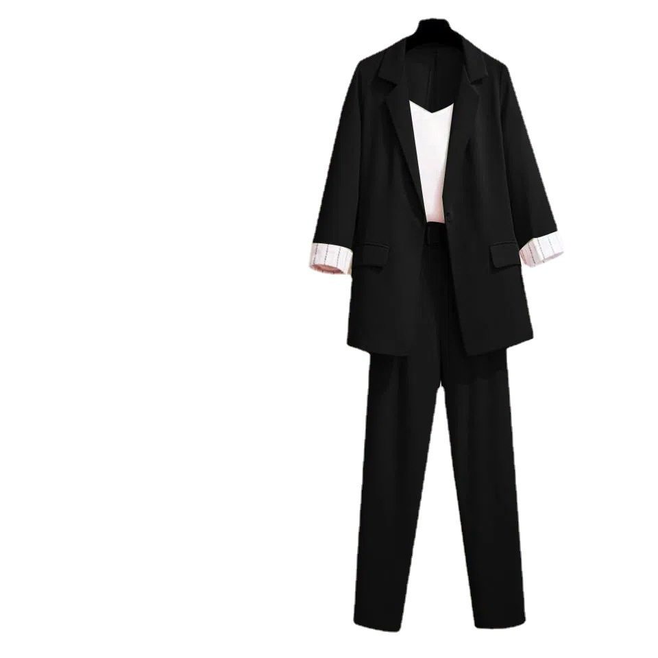 2025 Spring and Autumn New Suit Set Small Suit Professional Wear Workwear Internet Celebrity Three-Piece Two-Piece Slimming and Elegant