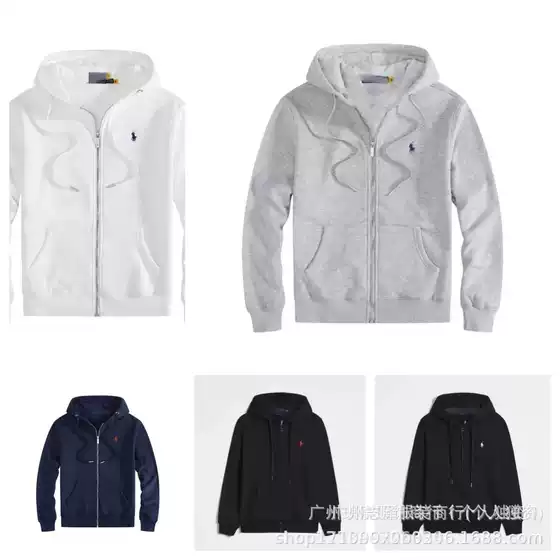 Foreign Trade Cross-Border Lf Paul Men's Loose Large Size Spring & Fall Hooded Jacket Women's Velvet Sweatshirt Pony Embroidered Zipper