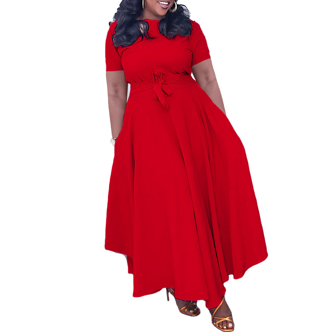 Plus Size Womens Dress Stylish Summer Design Tie Detail African and European Inspired Perfect for Casual Occasions