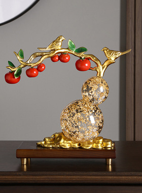 新中式事事如意柿子葫芦摆件客厅摆放玄关酒柜乔迁新居礼物装饰品