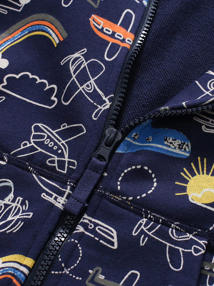 Veste pour garçon d'autunno, élégante veste à glissière capuche dessin animé pour garçon