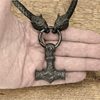 Cross-border North America Viking Leather Necklace Raytheon Hammer Celtic Wolf Head Necklace Men's Jewelry Manufacturers Cross-border Wholesale